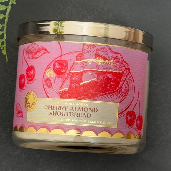 BBW Cherry Almond Shortbread Bath & Body Works 3 Wick Candle - Picture 5 of 10
